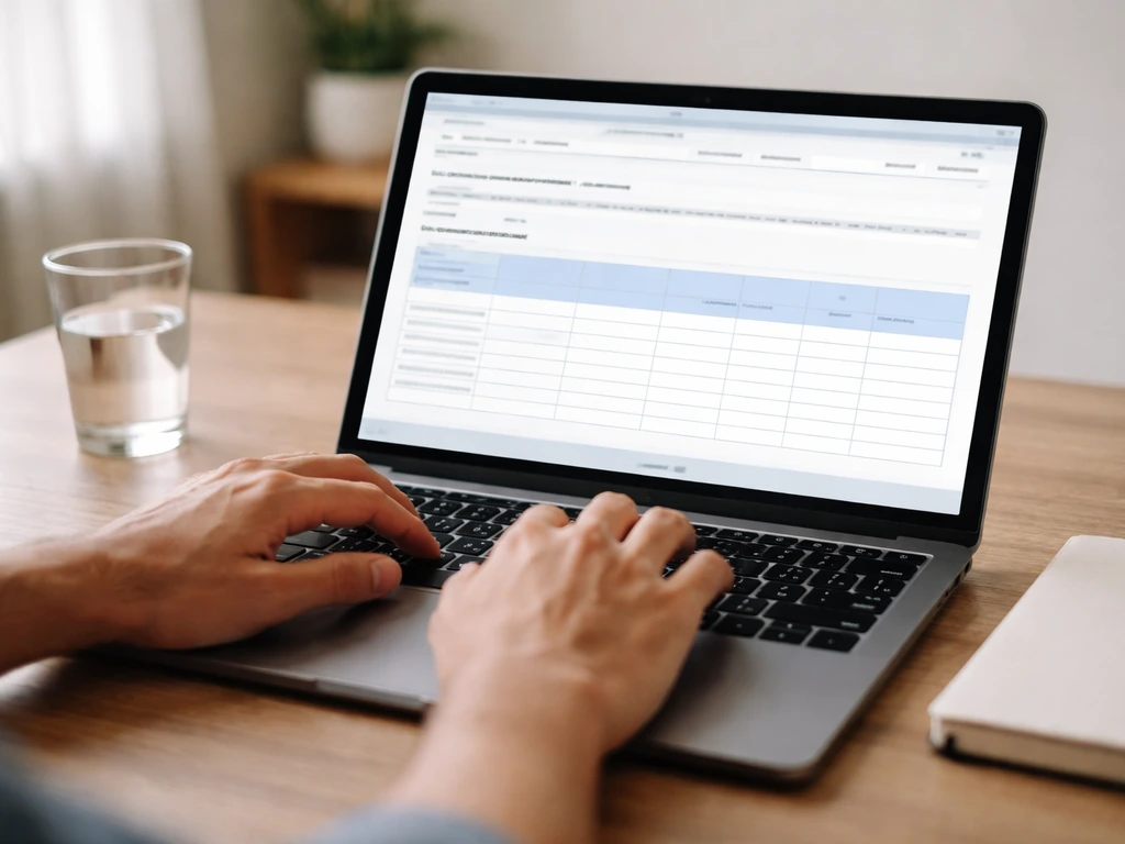 Hand on a laptop showing an SEC filing interface with a highlighted compensation table area