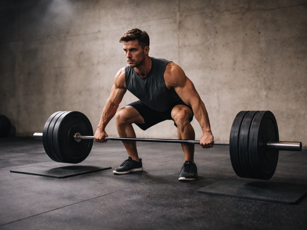 Anonymous athlete lifting a barbell in a quiet CrossFit-style gym during training.